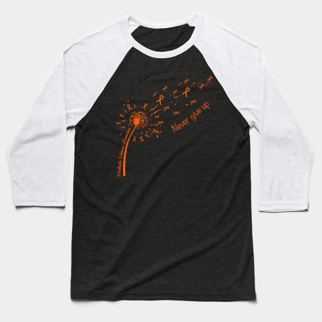 Multiple Sclerosis Awareness Never give up Baseball T-Shirt by Elliottda